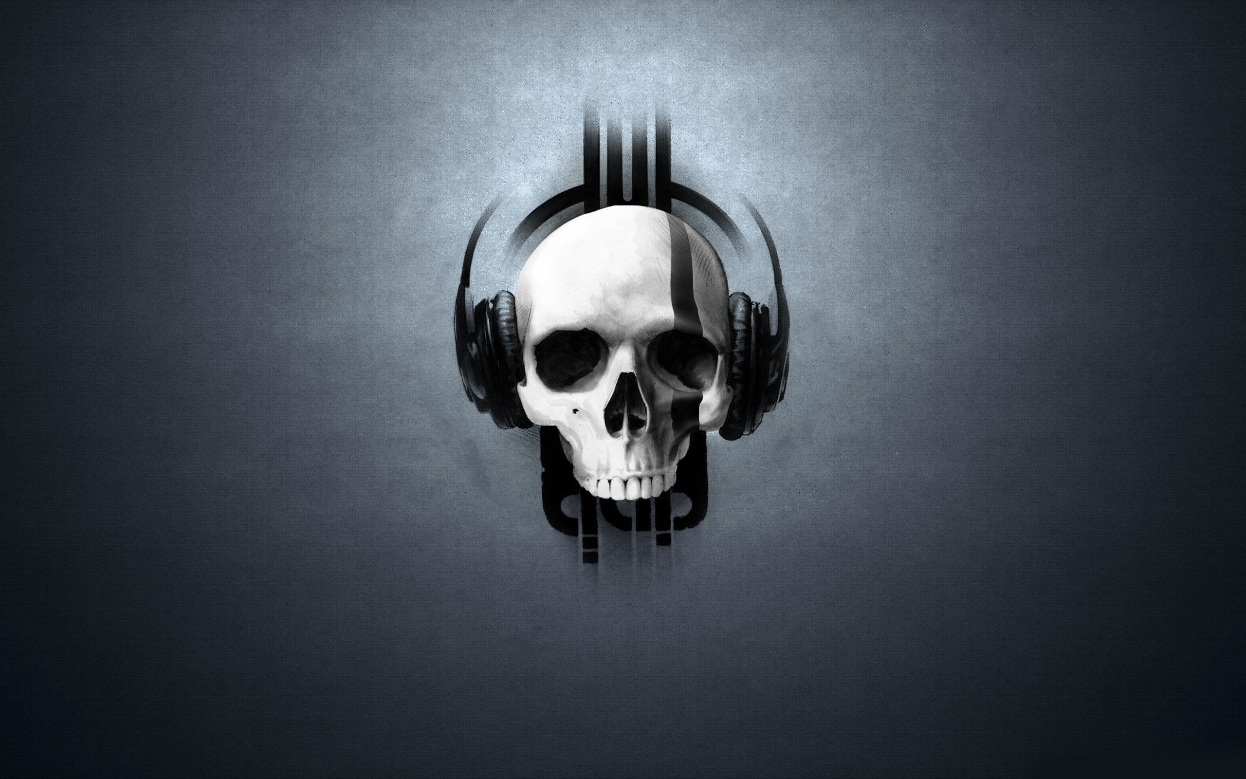 Teschio con cuffie musicali, 2560x1600 2K, Desktop