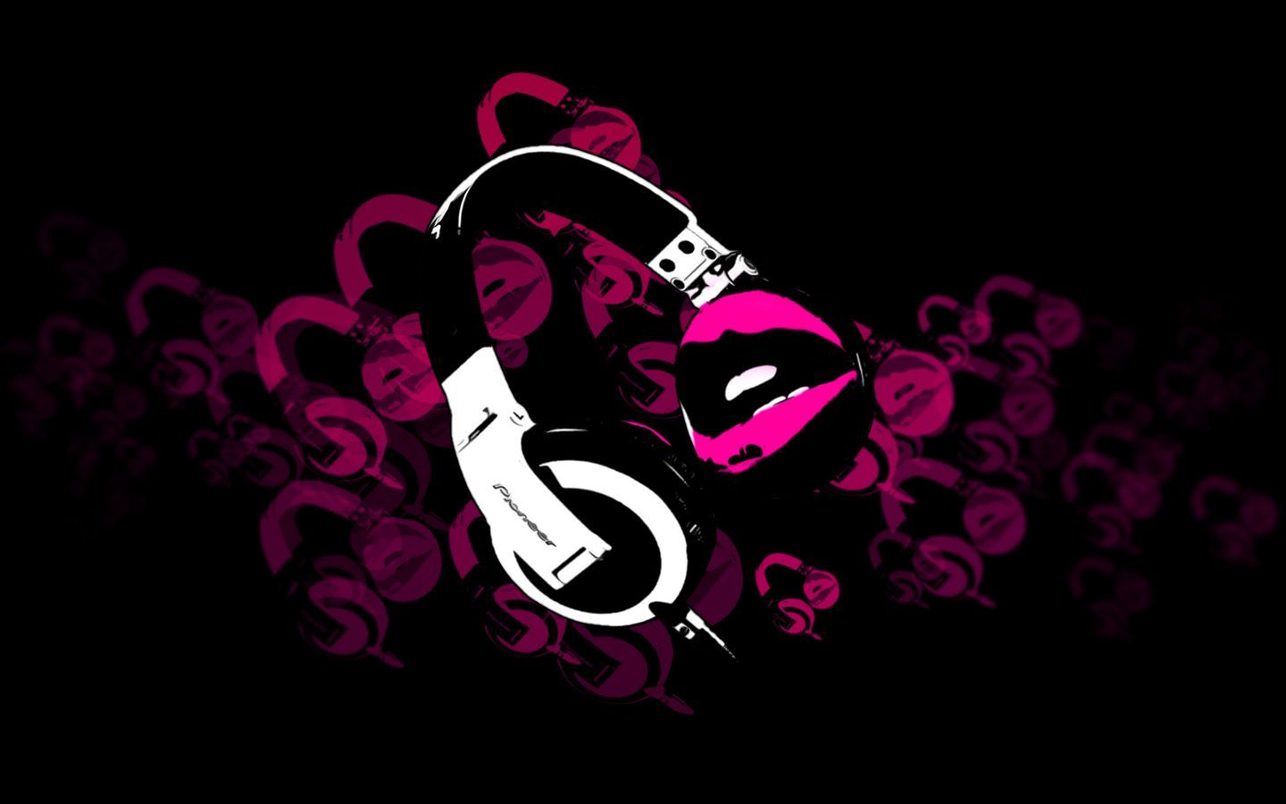 Cuffie e labbra rosa astratte, 1440x900 720p, PC