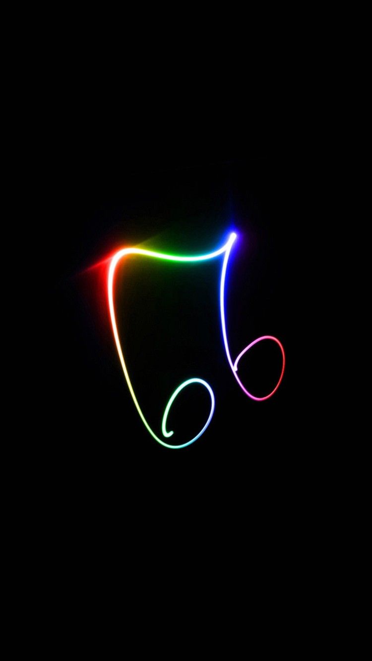 Nota musicale neon colorata, 750x1334 Verticale, Mobile