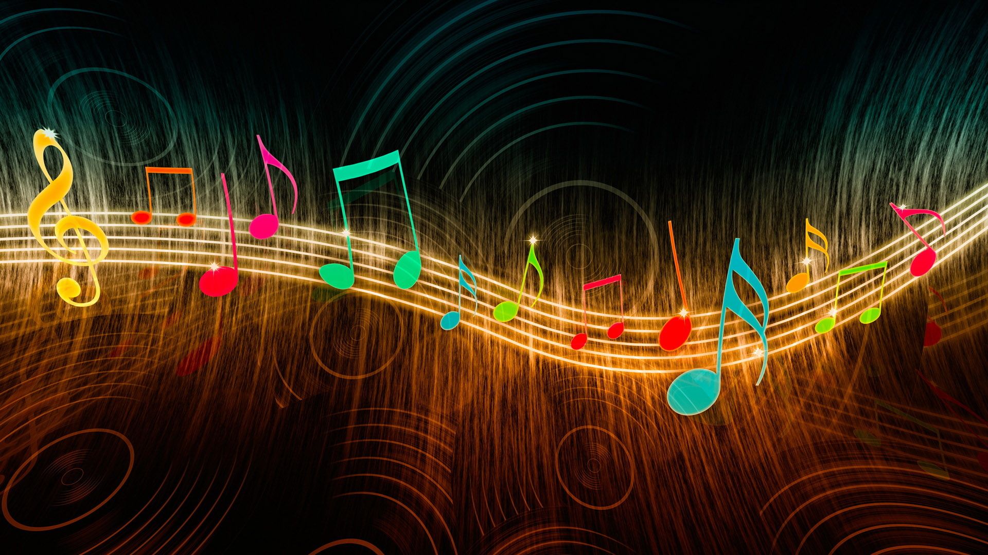 Note musicali colorate astratte, 1920x1080 Full HD, PC