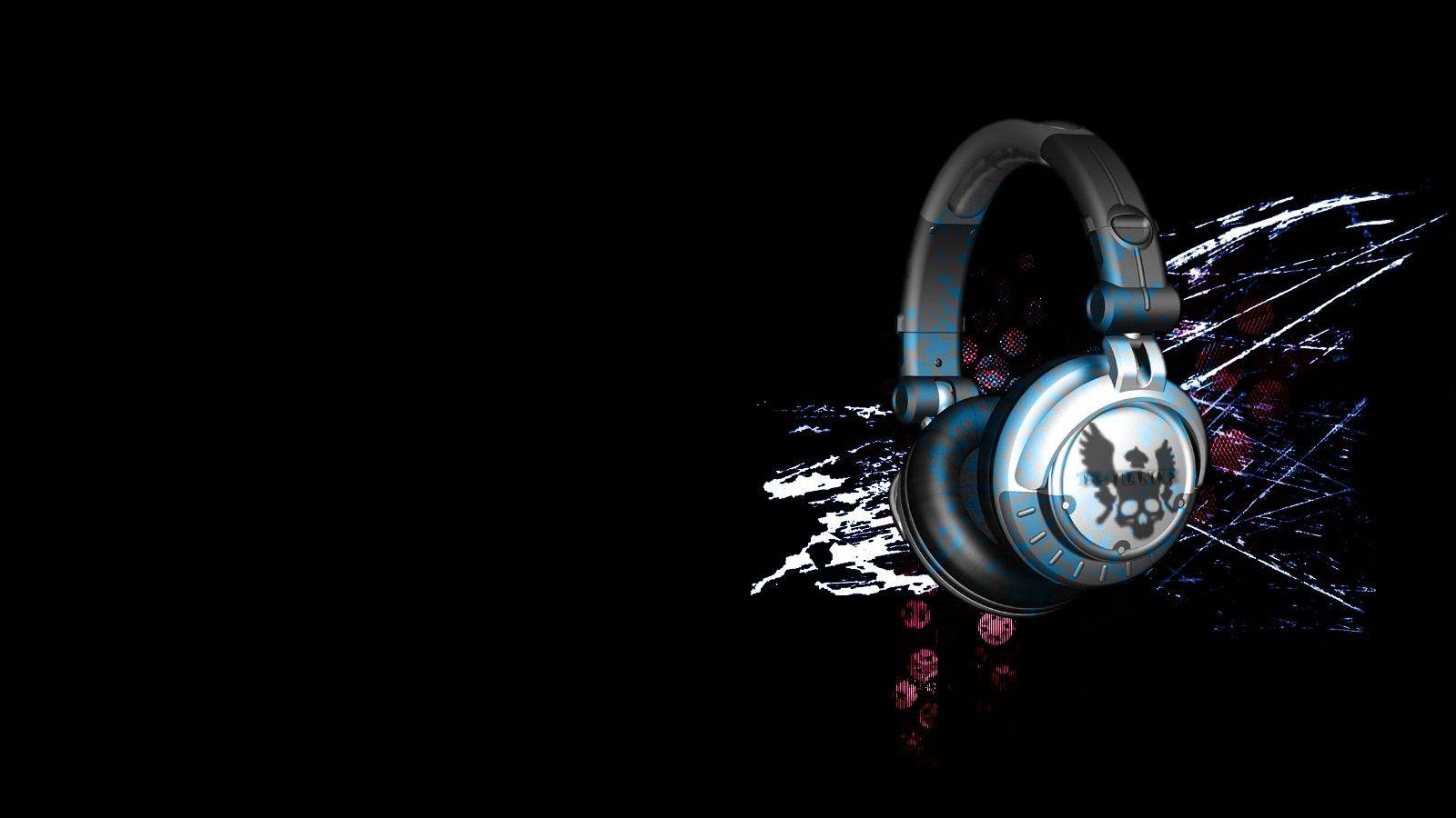Cuffie musicali sfondo nero, 1600x900 HD, Desktop