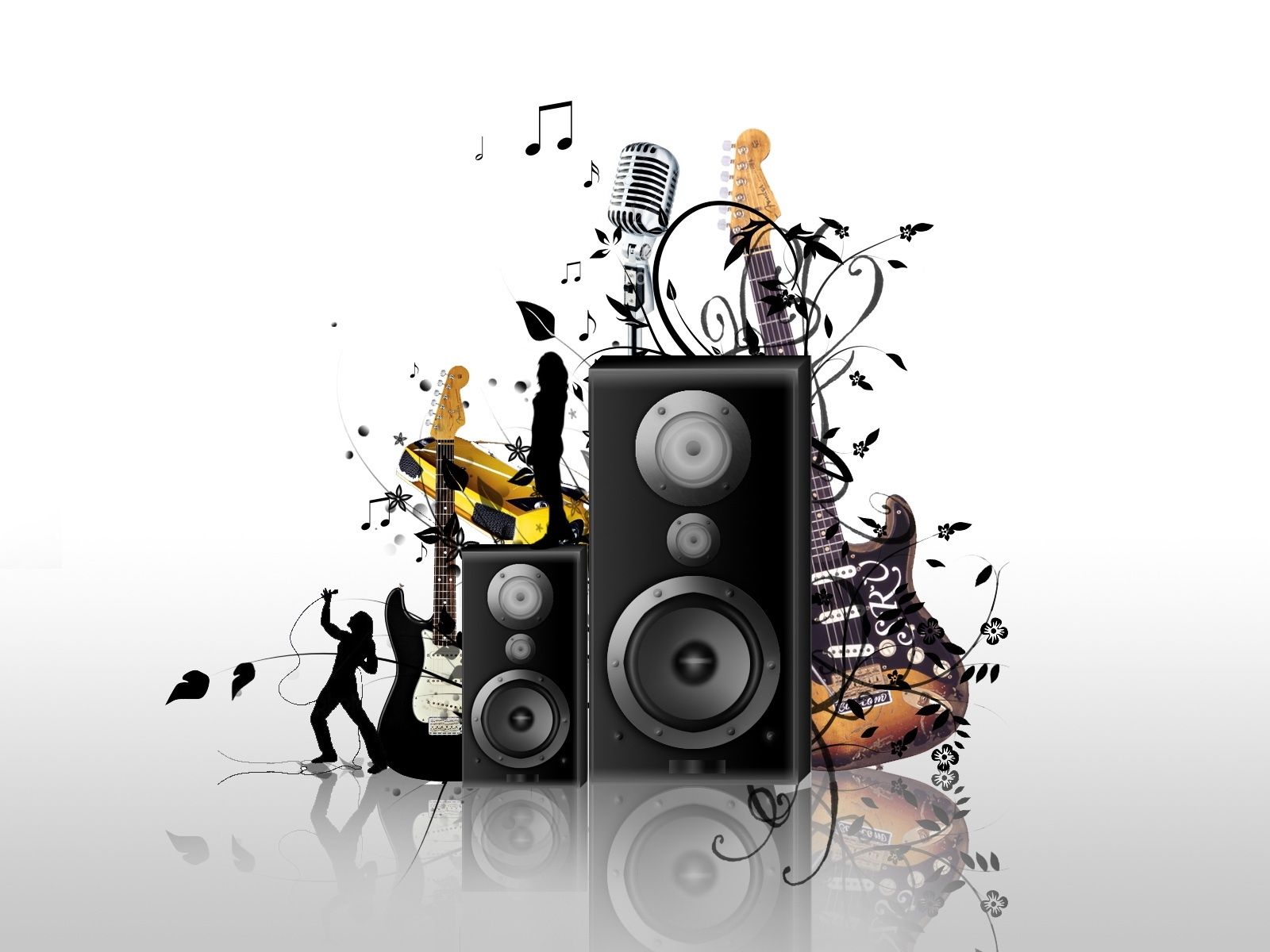 Casse musicali e microfono astratto, 1600x1200 HD, Laptop