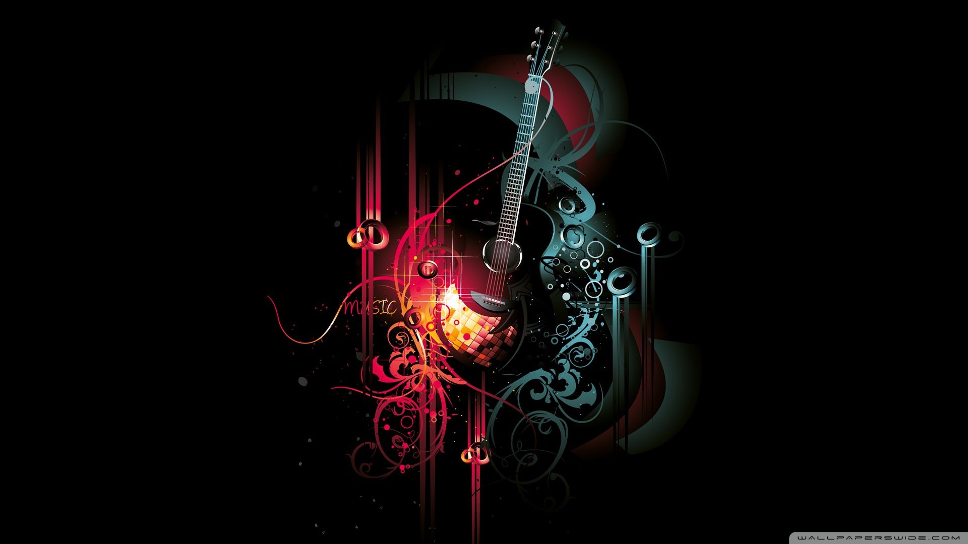 Chitarra astratta sfondo nero, 1920x1080 1080p, Desktop