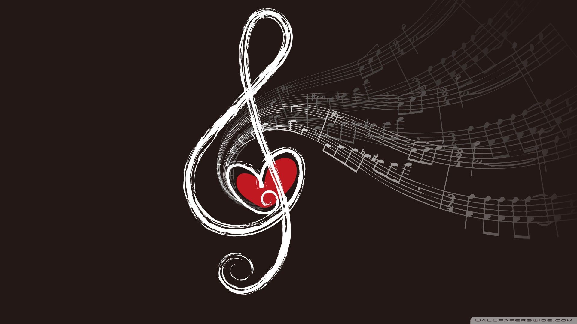 Chiave di violino con cuore rosso, 1920x1080 Full HD 1080p, PC Desktop