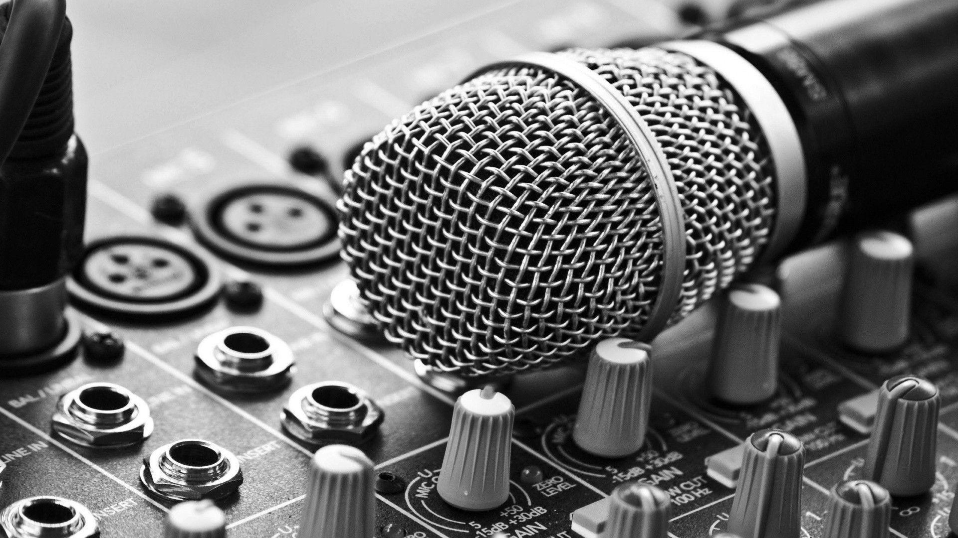 Microfono e mixer audio bianco/nero, 1920x1080 Full HD 1080p, PC Desktop