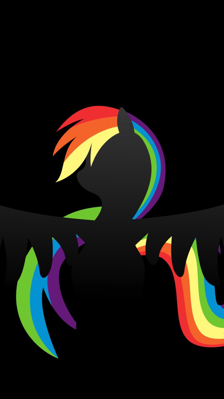Rainbow Dash silhouette arcobaleno, 750x1334 Verticale, Telefono
