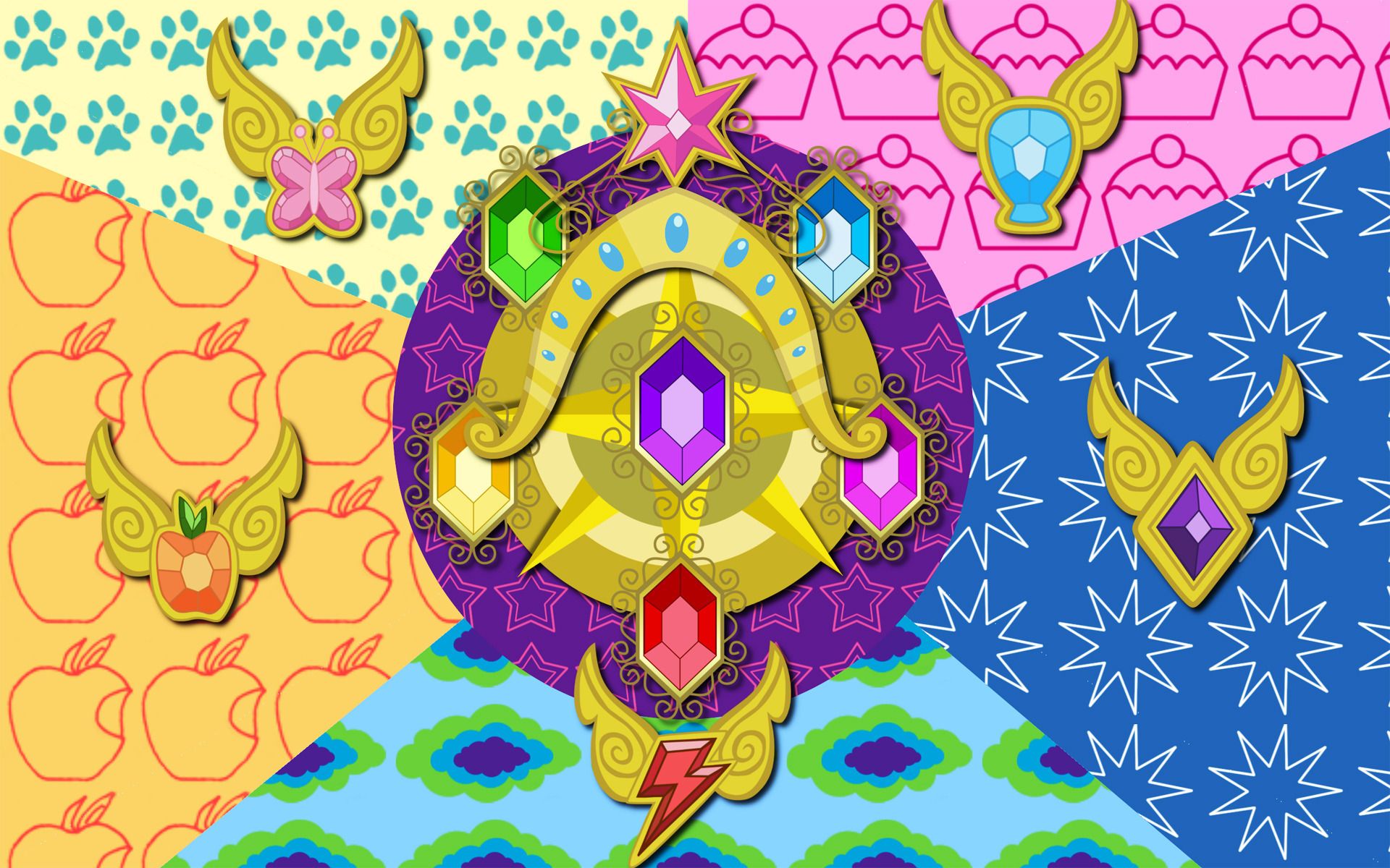 My Little Pony Cutie Marks colorate, 1920x1200 WUXGA, Desktop