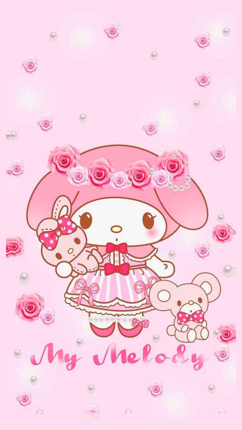My Melody con rose rosa, 800x1422 Full HD Verticale, Smartphone