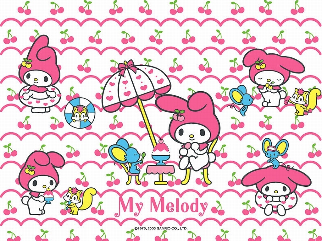 My Melody con ciliegie rosa, 1024x768 HD, Desktop