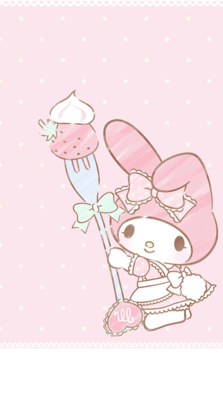 My Melody con gelato fragola, 736x1309 Verticale, Mobile