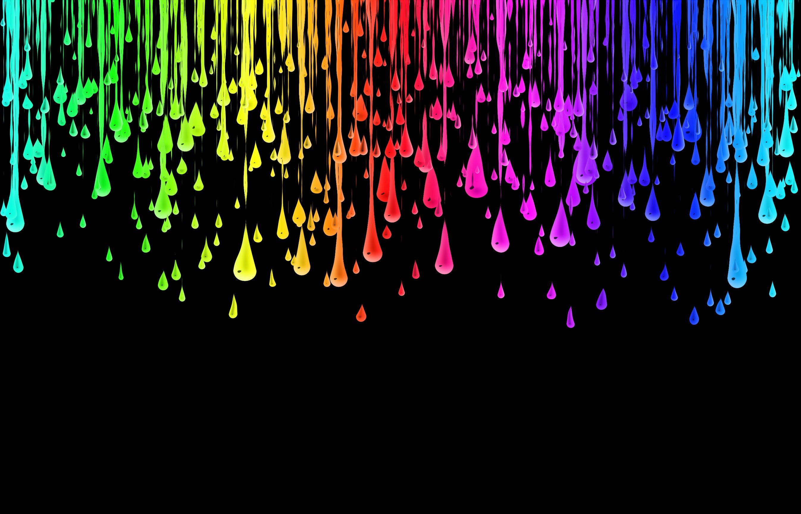Gocce colorate arcobaleno su nero, 2692x1728 2K+, Desktop