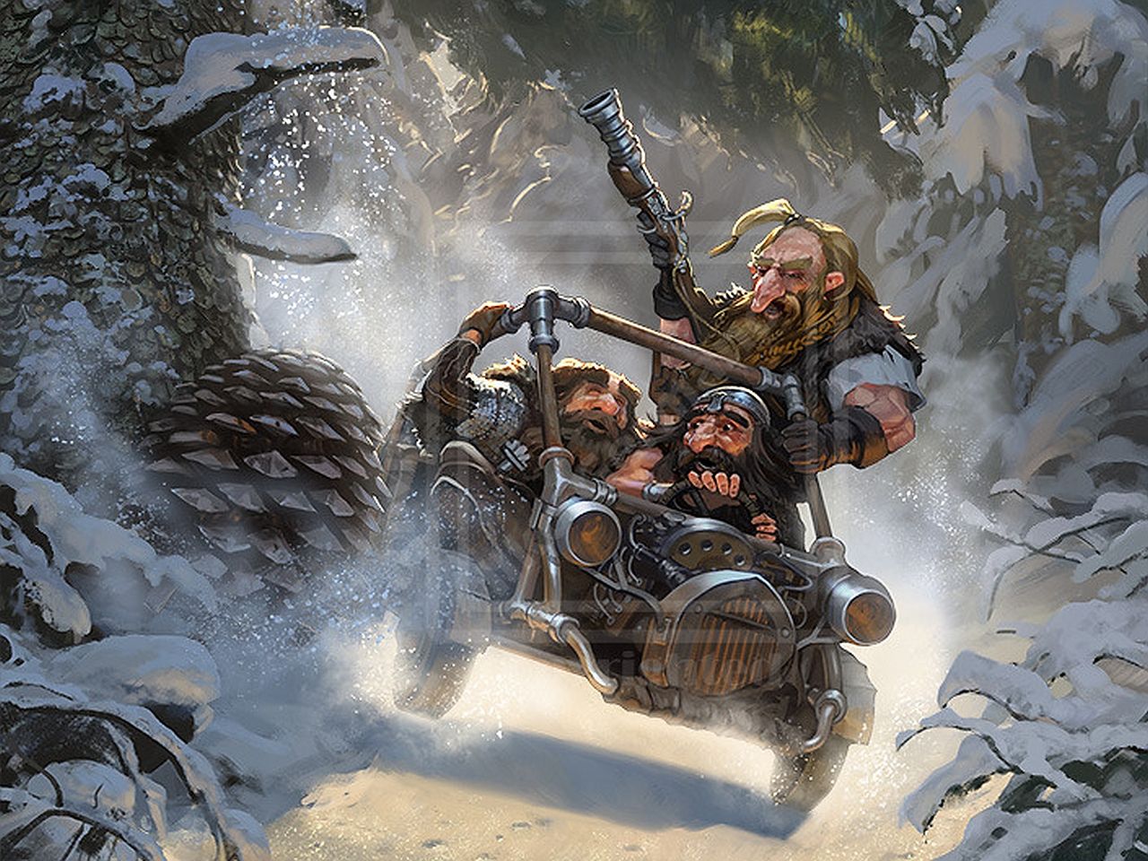 Nani guerrieri su motoslitta nevosa, 1280x960 HD, Desktop