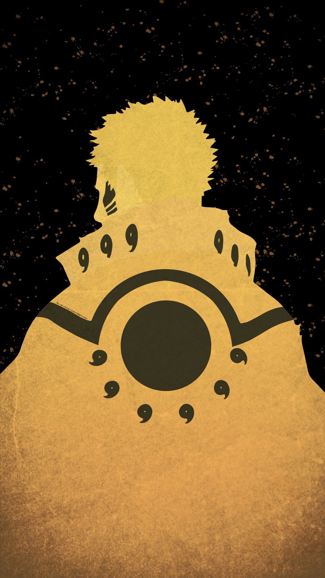 Naruto silhouette arancione minimalista, 1080x1920 Verticale, Mobile