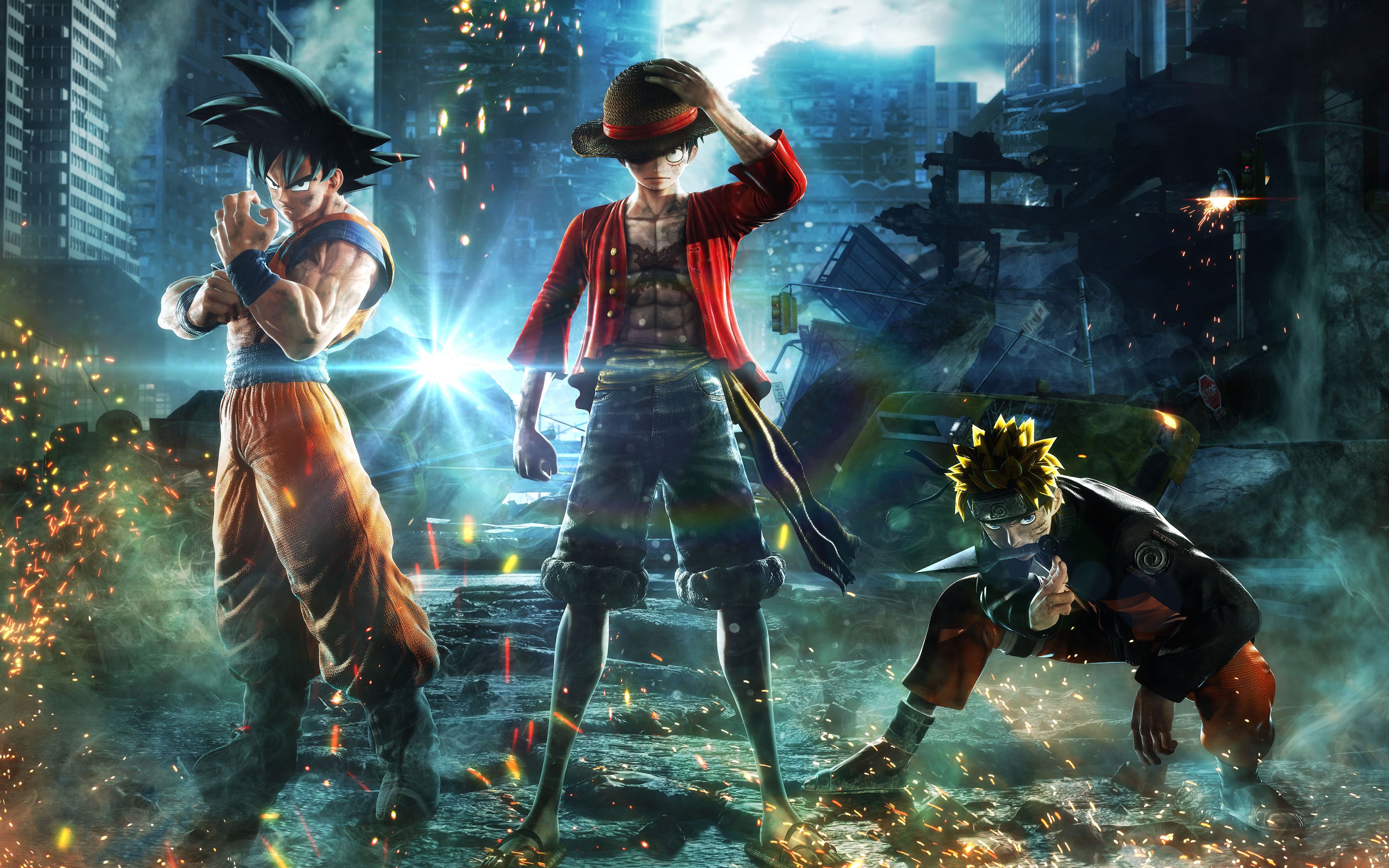 Goku, Luffy e Naruto insieme, One Piece, 3840x2400 4K Ultra HD, Monitor 4K