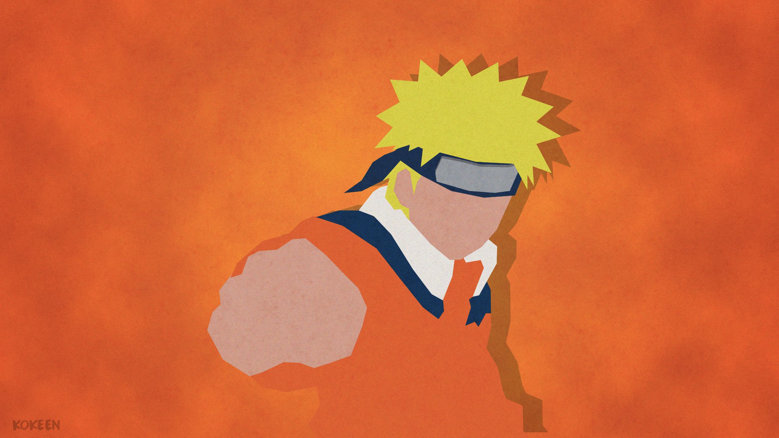 Naruto Uzumaki minimalista arancione, Konoha, 2560x1440 QHD, Laptop