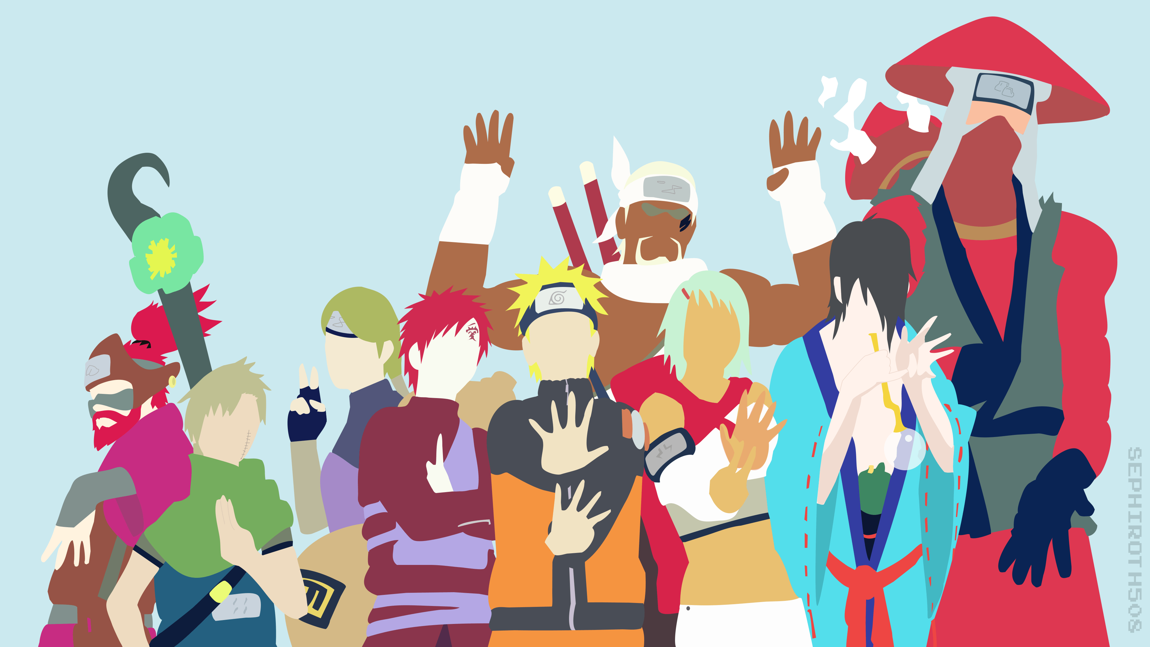 Naruto personaggi minimalisti gruppo, 3840x2160 4K Ultra HD, Monitor 4K