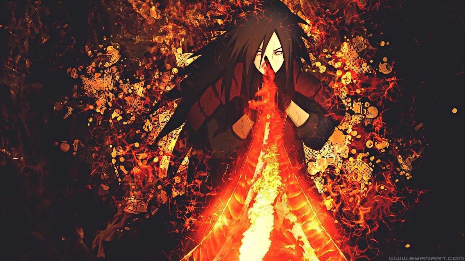 Madara Uchiha Naruto fuoco, 1600x900 HD Ready, PC