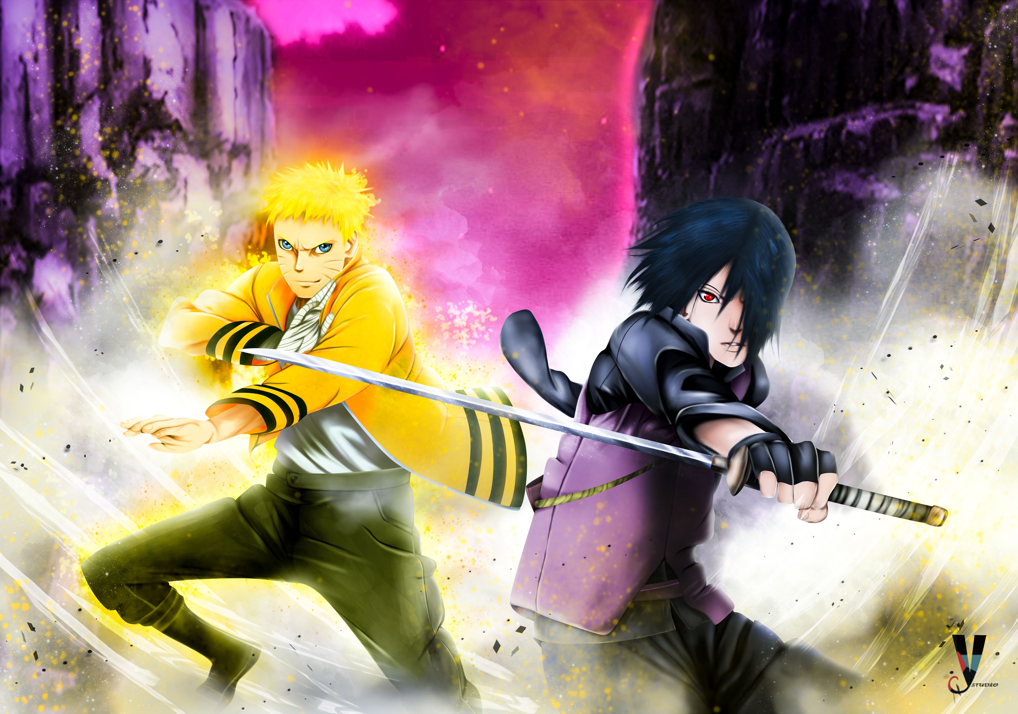Naruto e Sasuke combattimento, 3540x2485 2K, Laptop