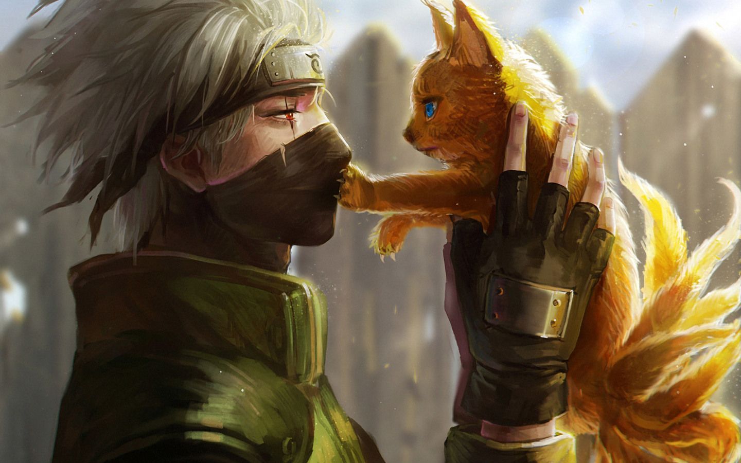 Kakashi Naruto con volpe, ninja copiatore, 1440x900 HD, Desktop