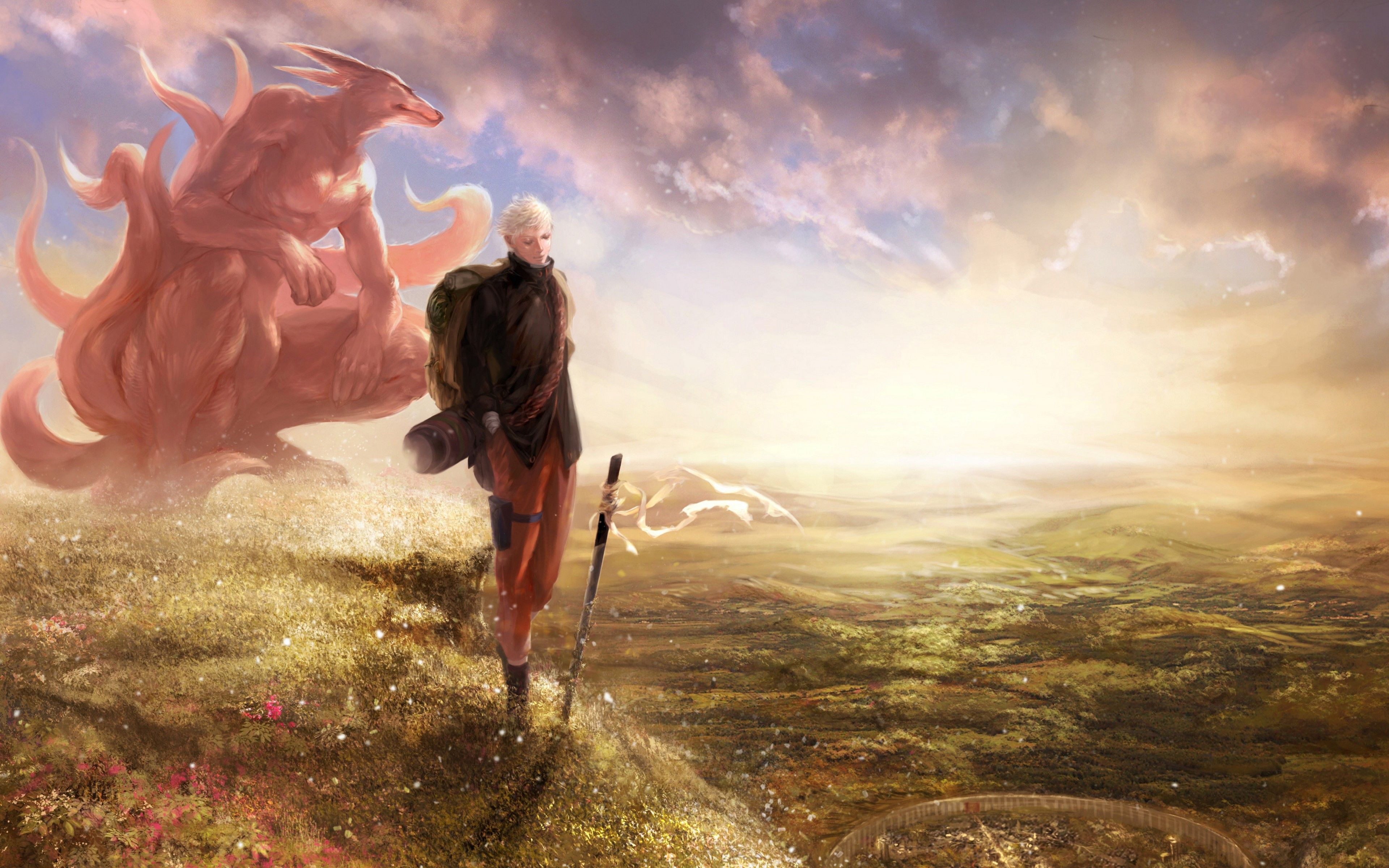 Naruto e Kurama, paesaggio, 3840x2400 UHD, PC 4K
