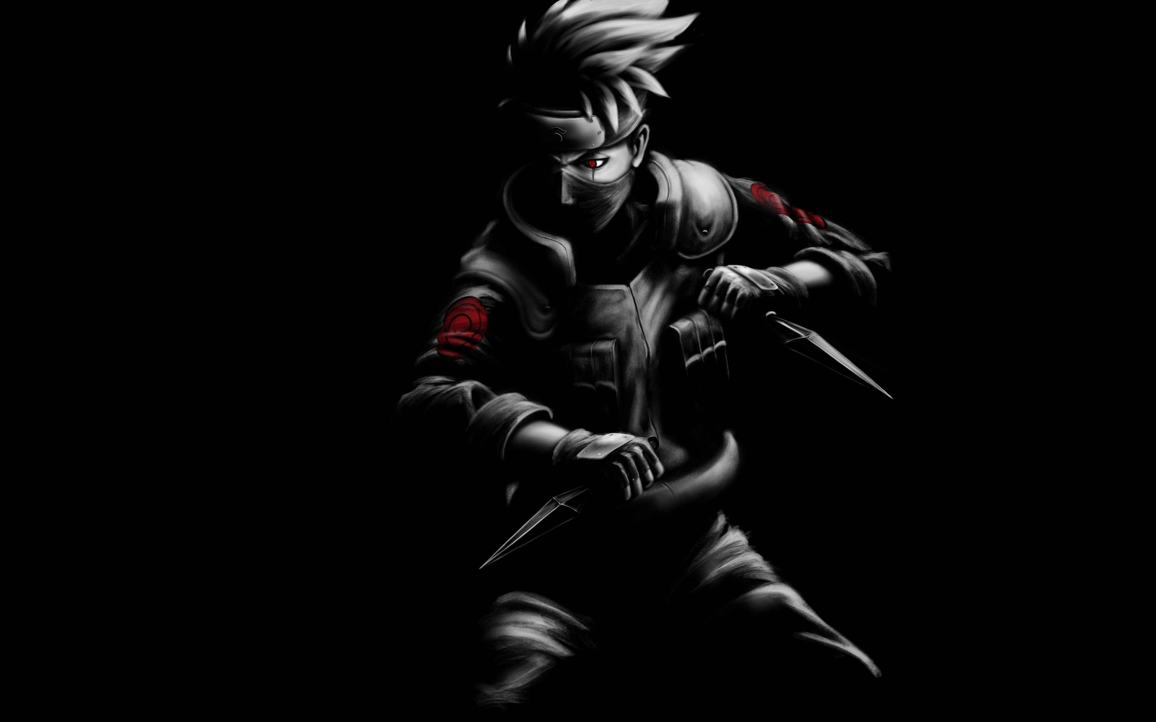Kakashi Hatake minimalista scuro, Naruto, 3840x2400 4K, Desktop 4K