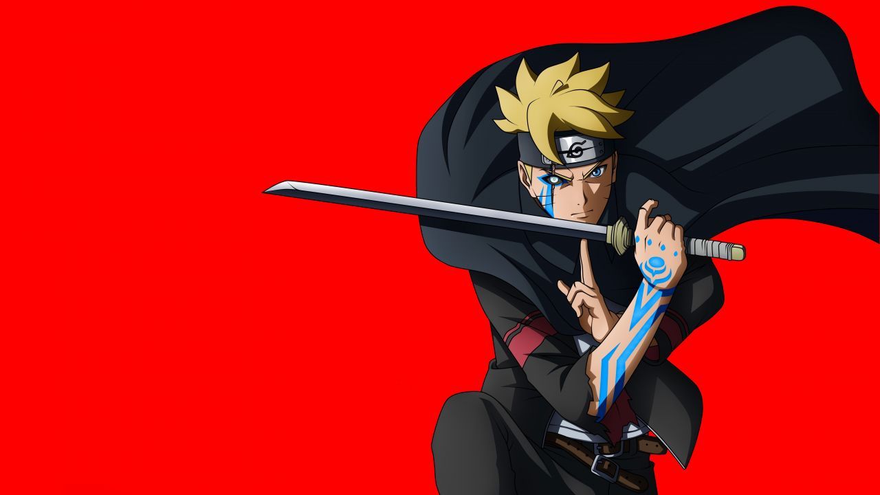 Boruto sfondo rosso spada, 1280x720 HD, Desktop