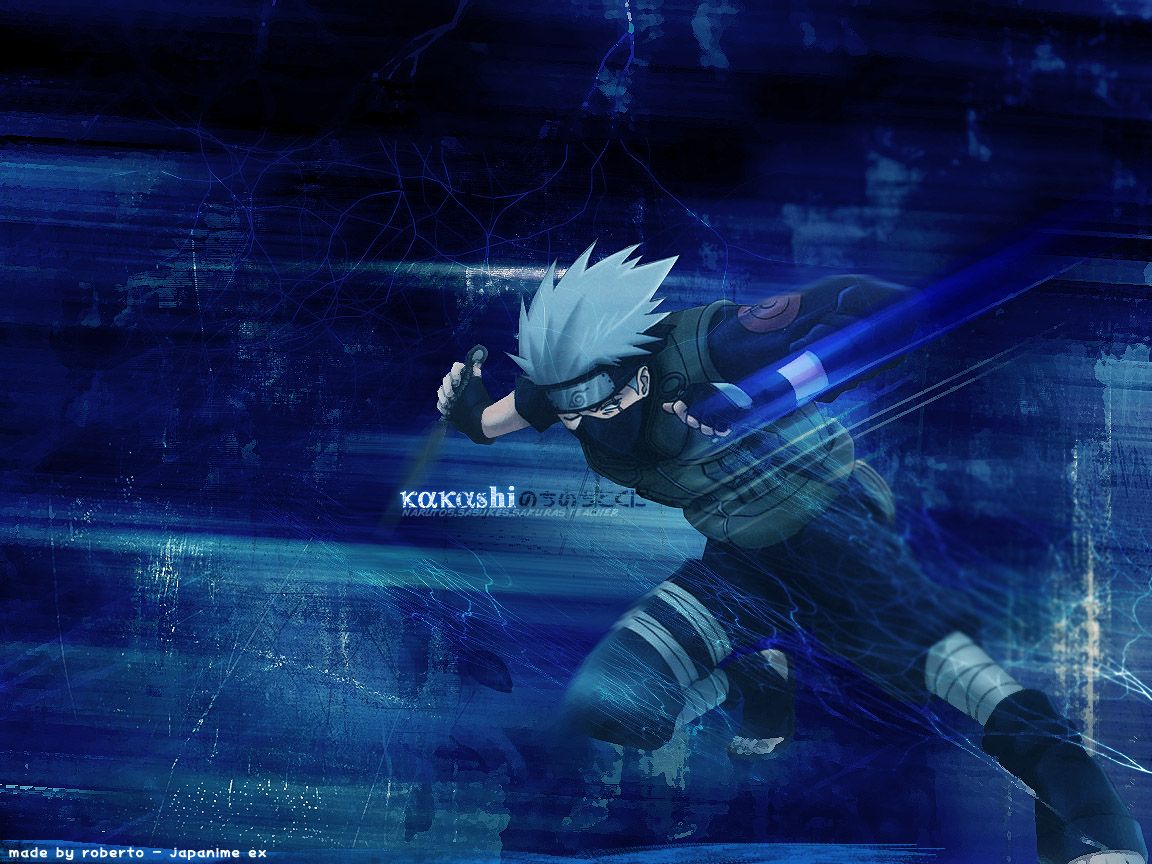 Kakashi Naruto sfondo blu, ninja copiatore, 1152x864 HD, Desktop