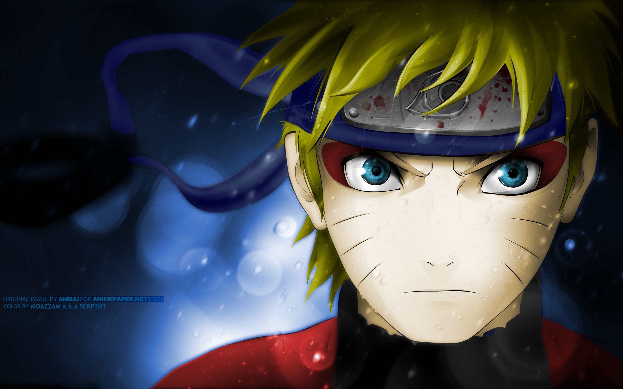 Naruto viso primo piano blu, 2560x1600 2K, Laptop