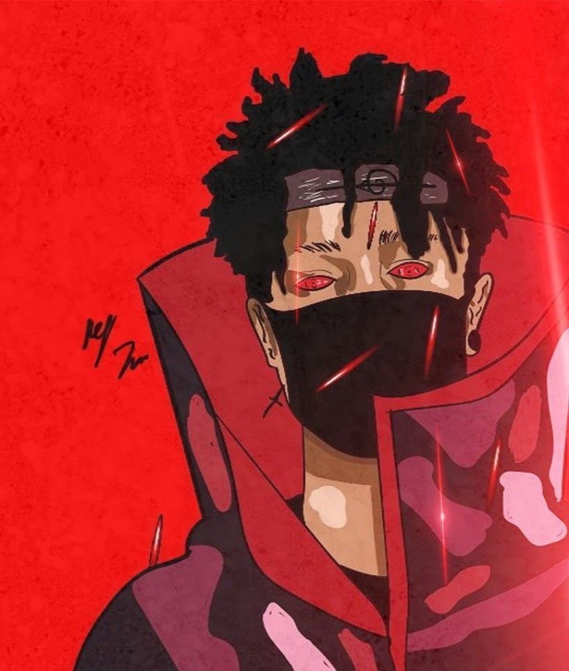 Kakashi stile Weeknd, sfondo rosso, 819x966 Verticale, Xiaomi