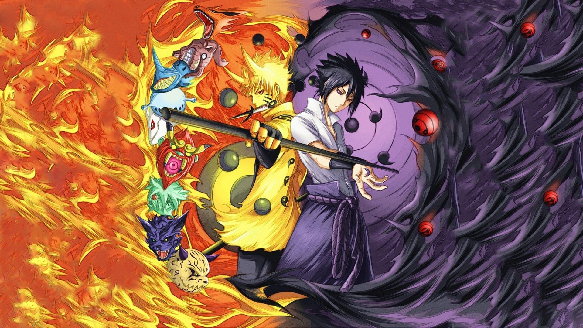 Naruto vs Sasuke, clan Uchiha, 1920x1080 Full HD 1080p, Desktop