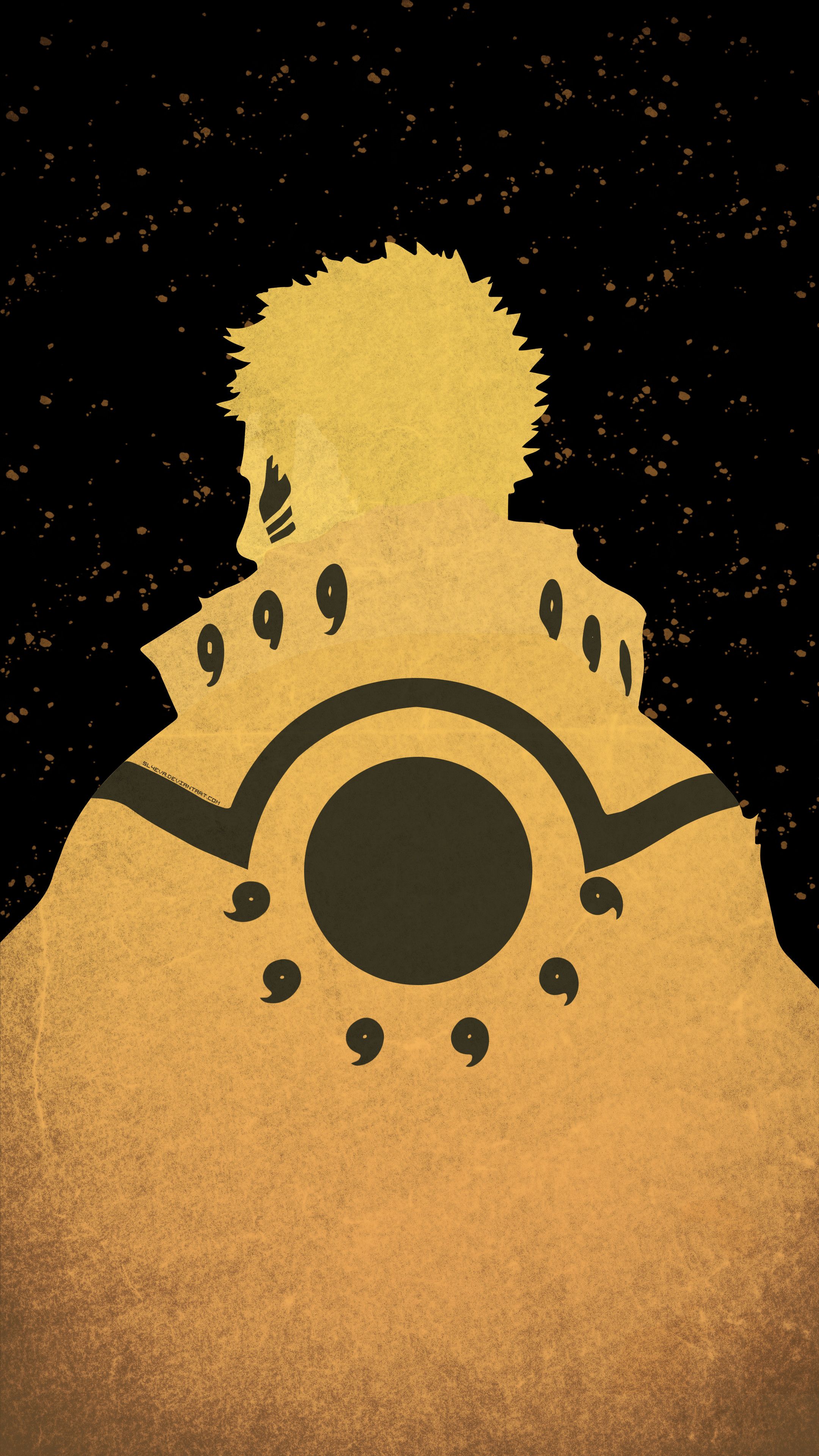 Naruto Hokage silhouette dorata, 2160x3840 Verticale, Mobile