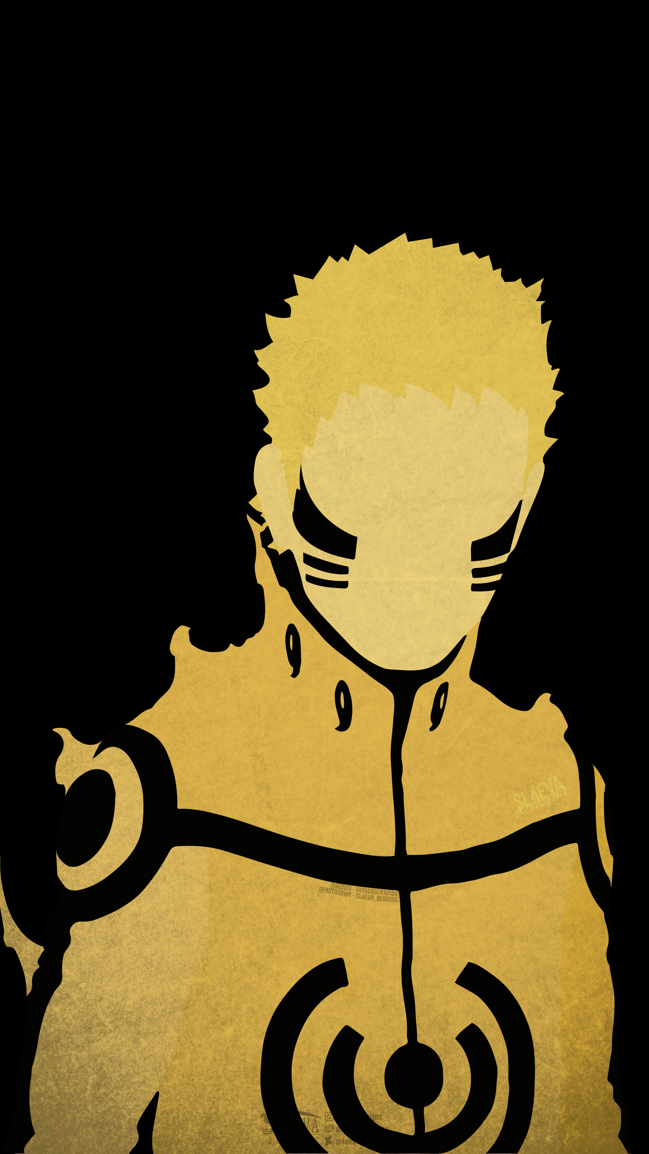 Naruto Hokage silhouette dorata, 2160x3840 Full HD Verticale, Smartphone