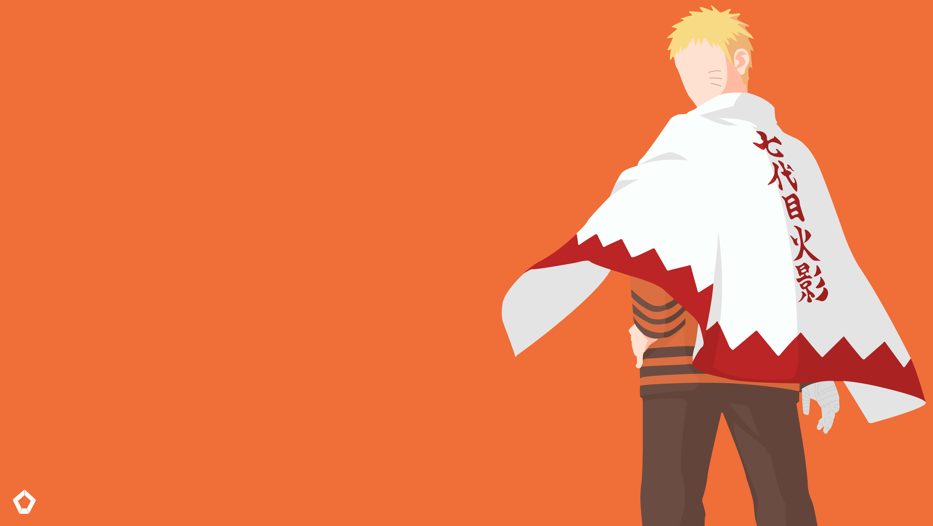 Naruto Hokage minimalista arancione, Konoha, 3832x2161 WQXGA, PC