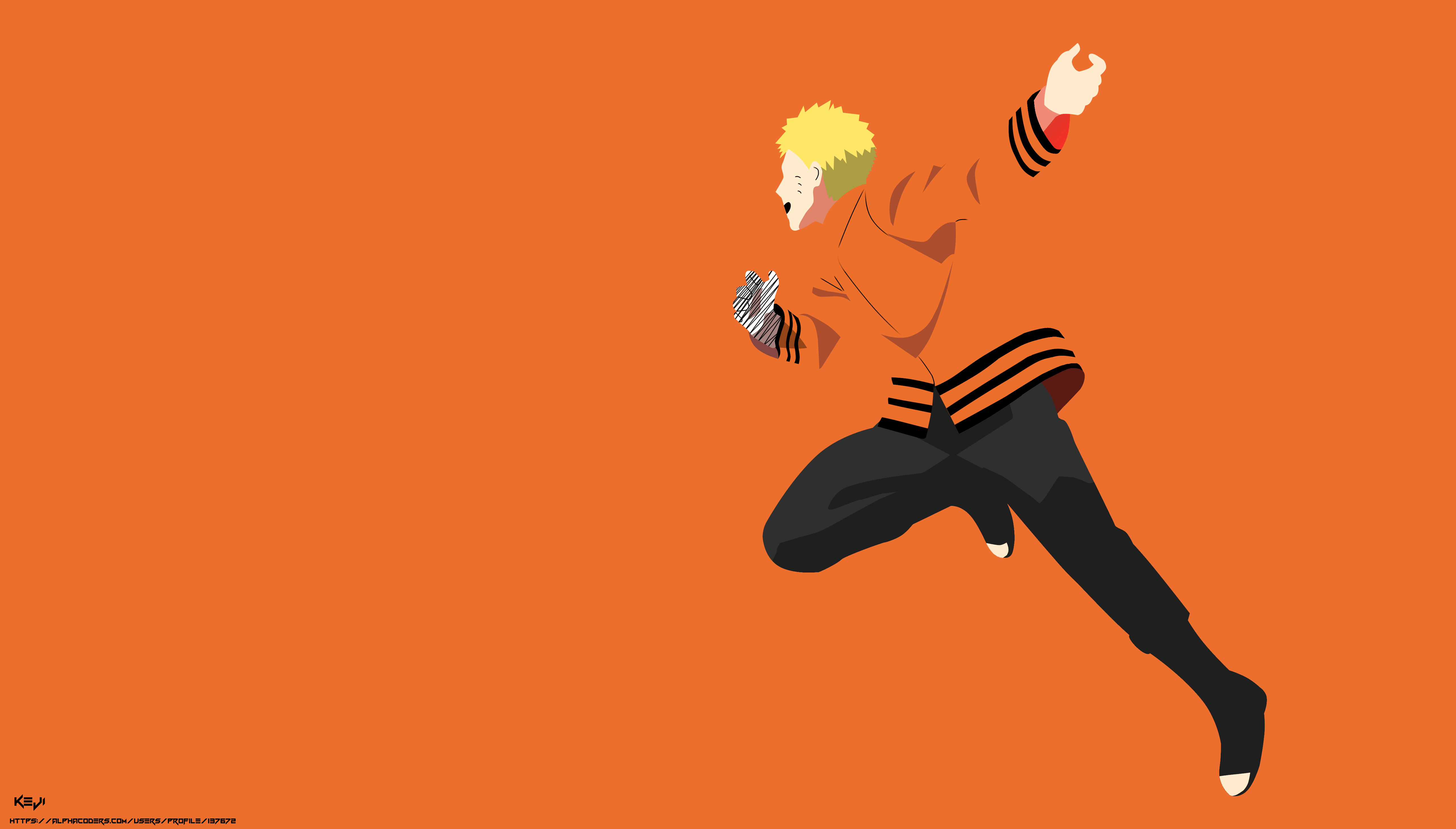 Naruto Hokage minimalista arancione, ninja, 5136x2925 4K Ultra HD, Monitor 4K