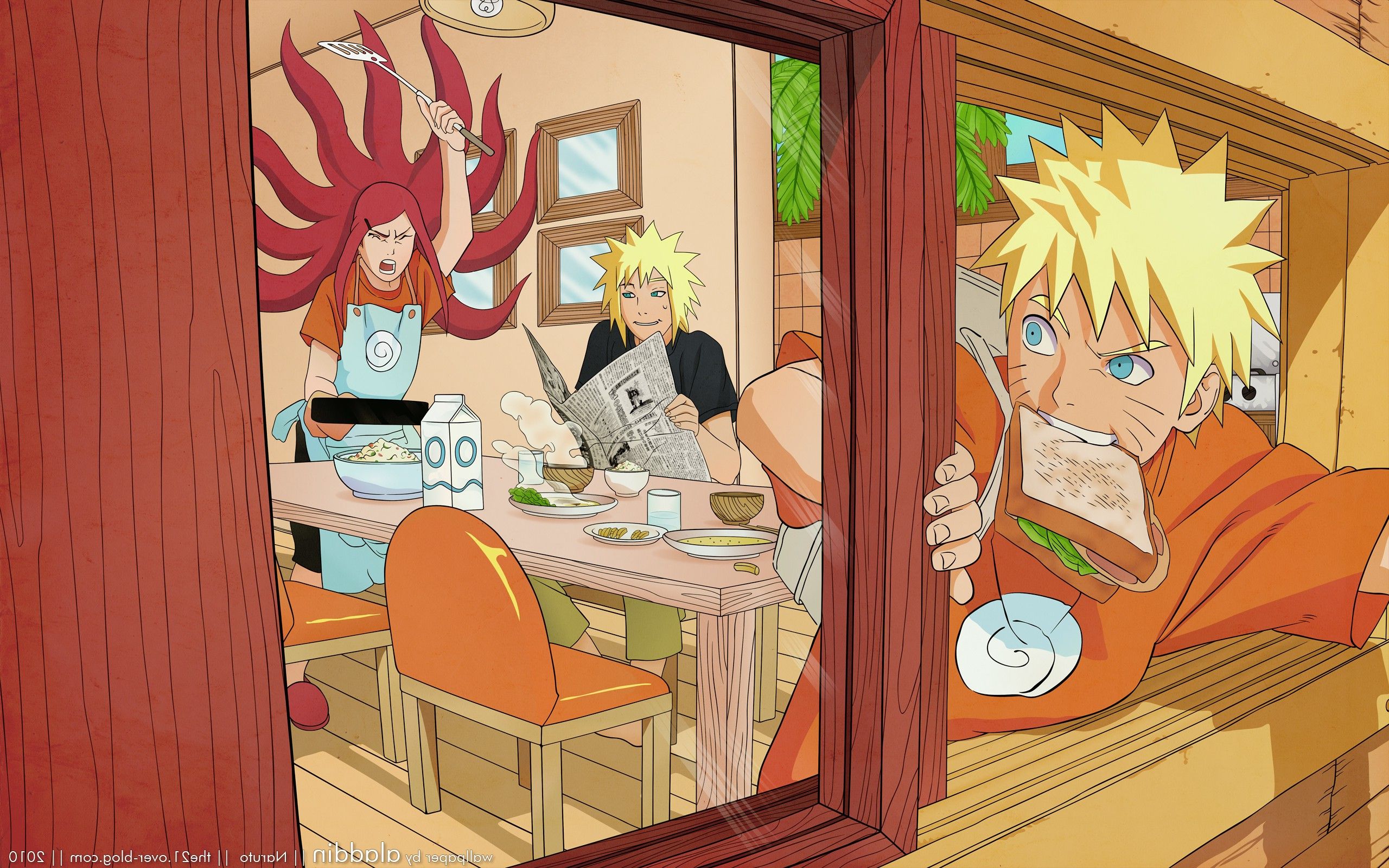 Naruto, Kushina, Minato in cucina, Minato Namikaze, 2560x1600 2K, Desktop