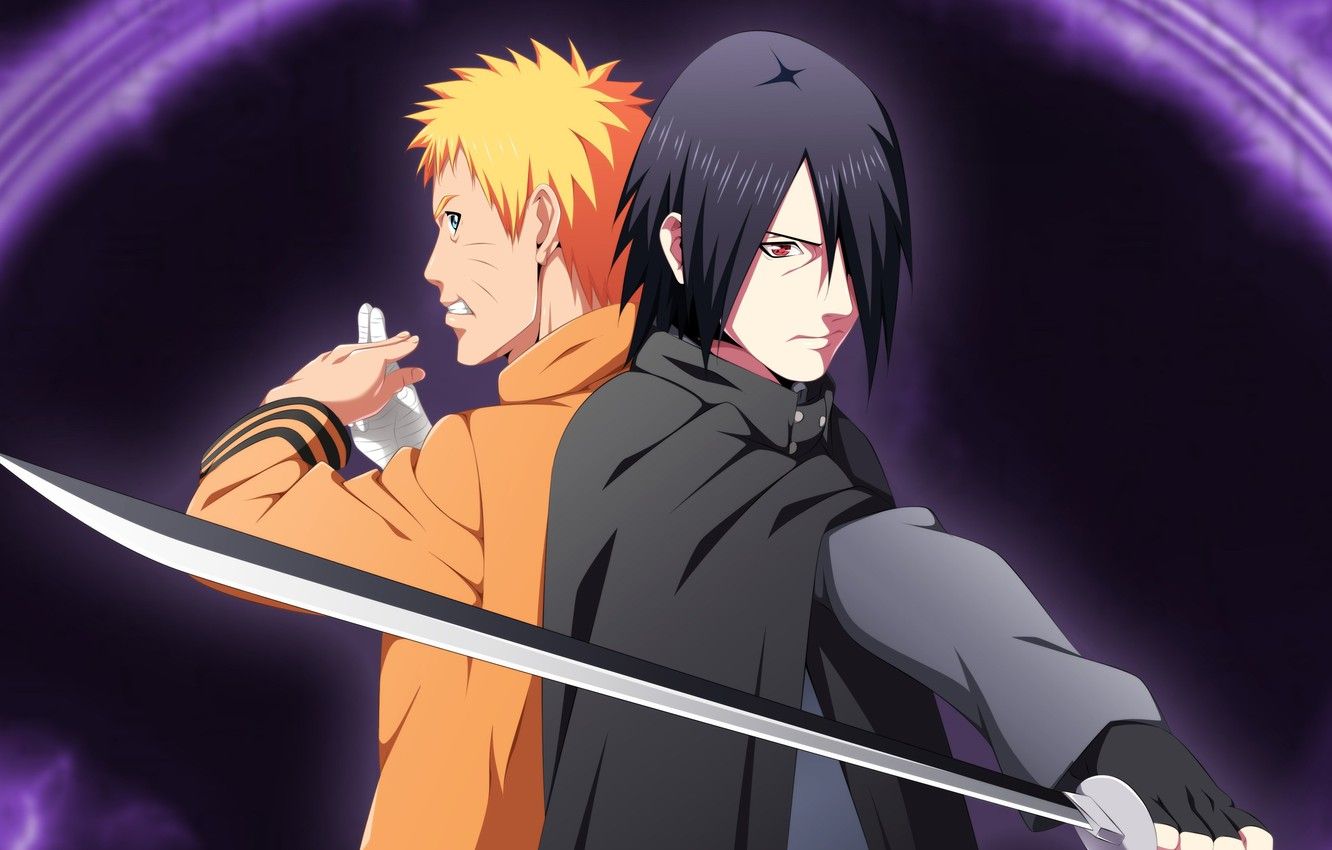 Naruto e Sasuke con katana, clan Uchiha, 1332x850 720p, Laptop