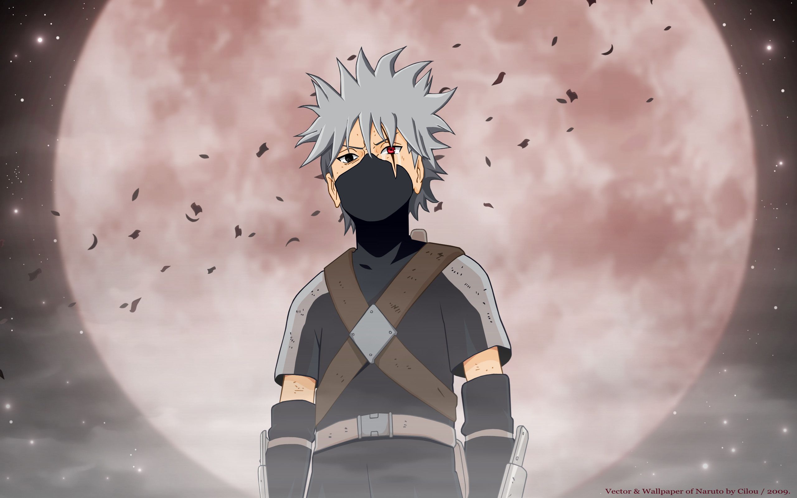Kakashi giovane, Naruto, luna rossa, 2560x1600 2K+, Desktop