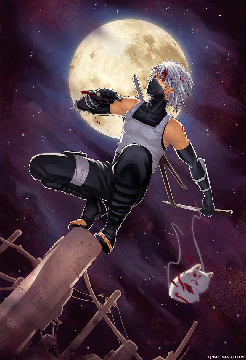 Kakashi Hatake, luna piena, Naruto, 831x1217 Full HD Verticale, iPhone
