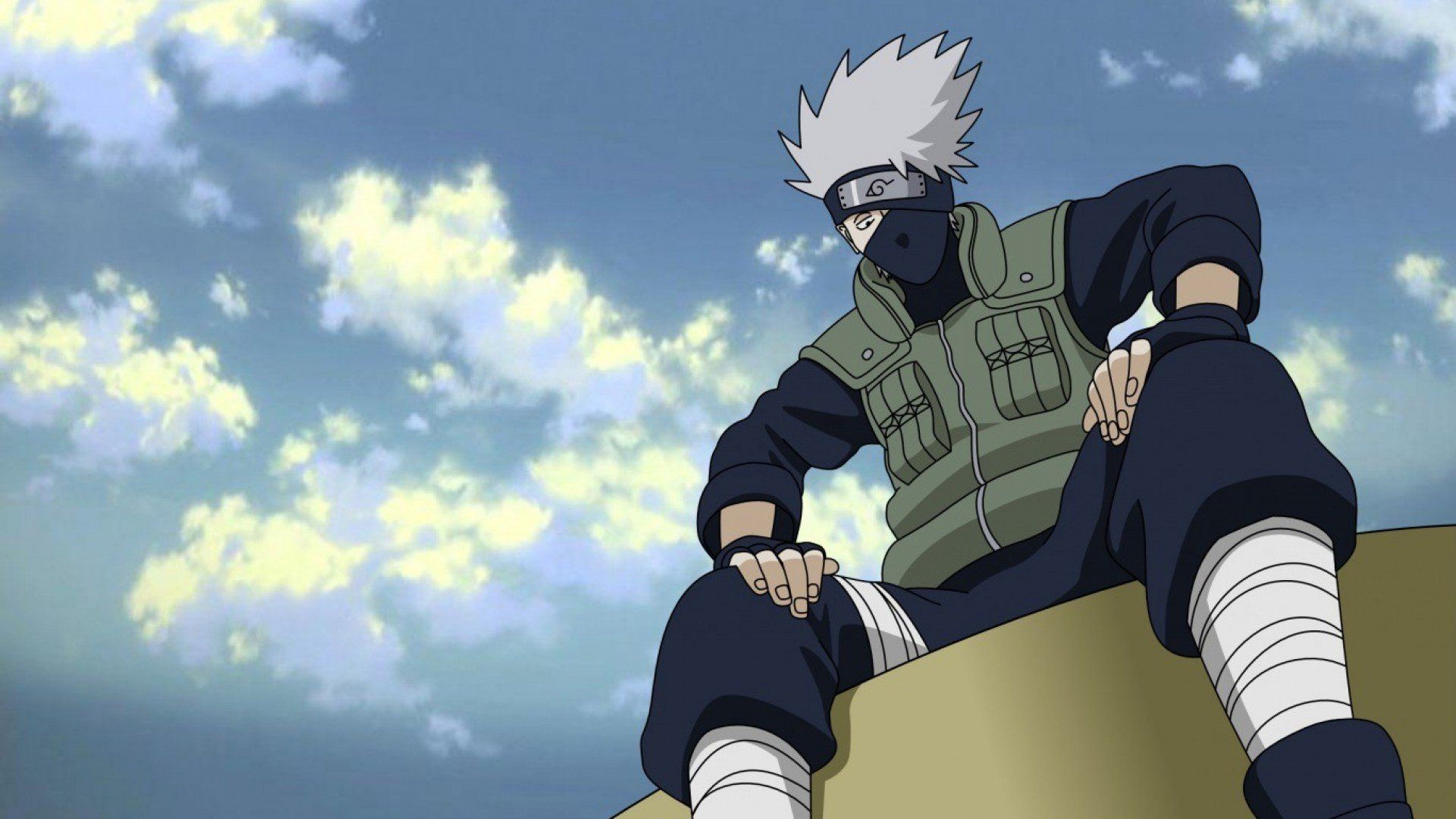 Kakashi Naruto seduto roccia, 1920x1080 Full HD, PC