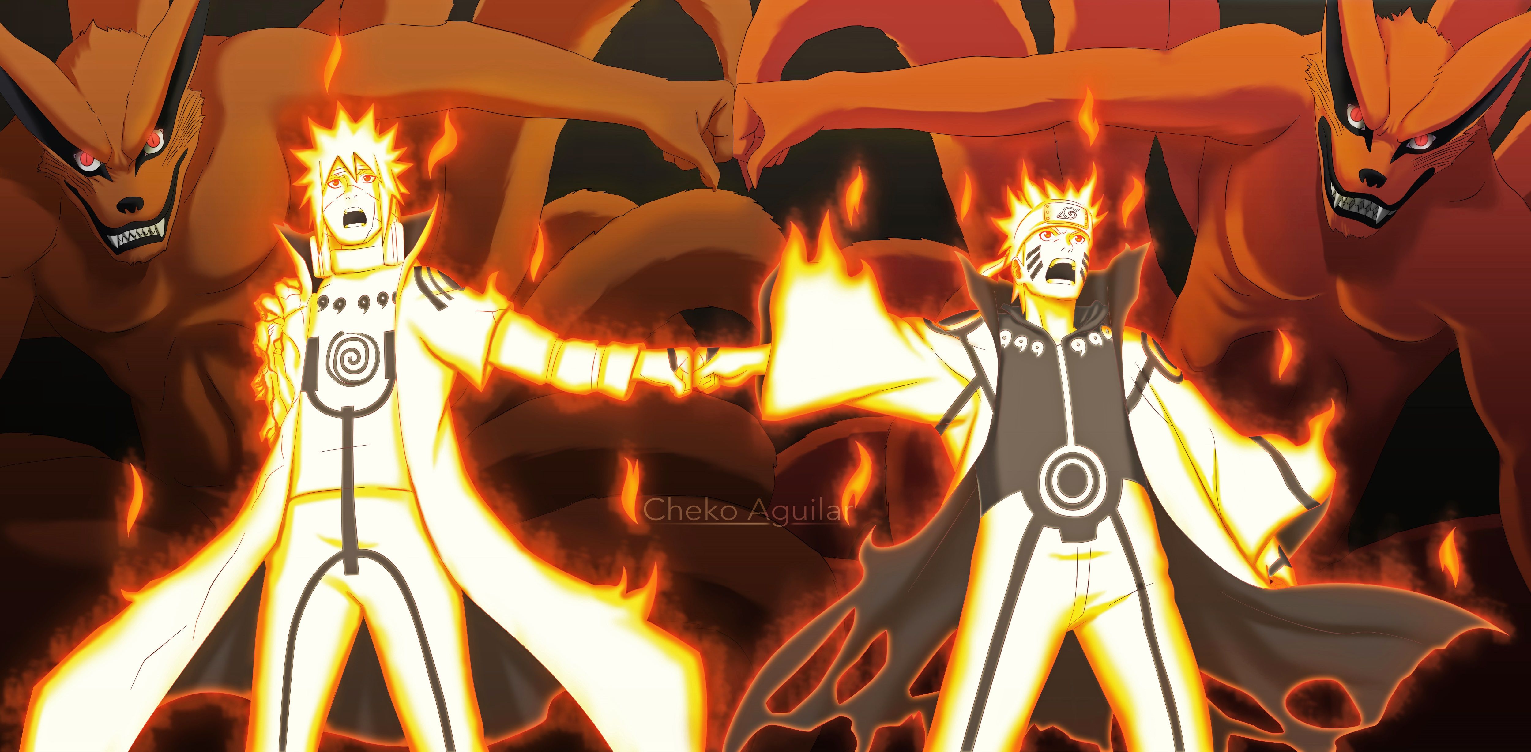 Naruto e Minato modalità Kurama, Minato Namikaze, 5000x2456 Ultra HD, 4K TV