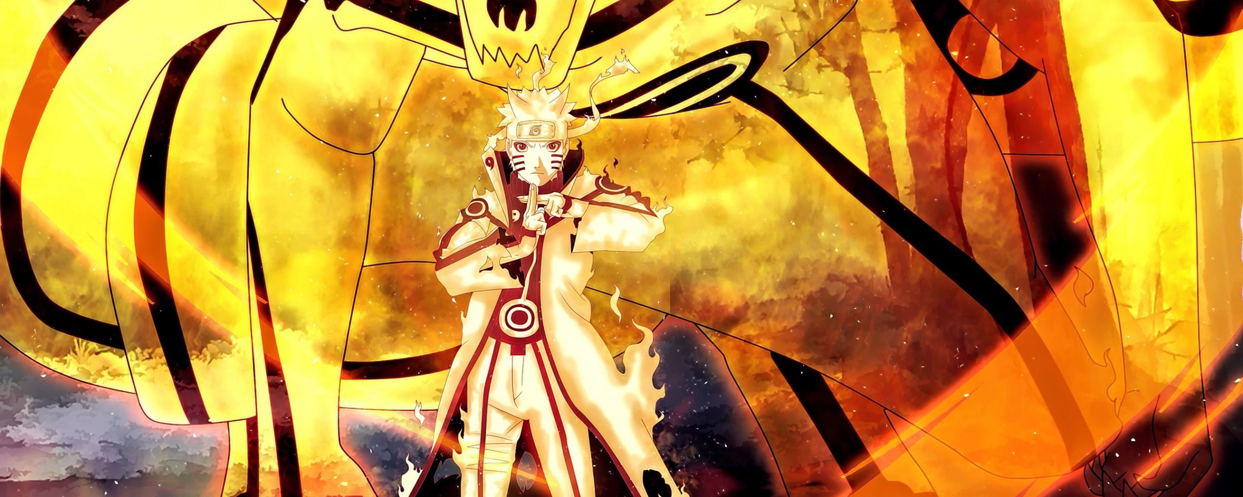 Naruto Kurama Mode, 2560x1024 Ultrawide, Dual Monitor