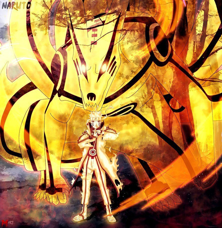Naruto modalita Kurama dorata, 882x905 Verticale, Mobile