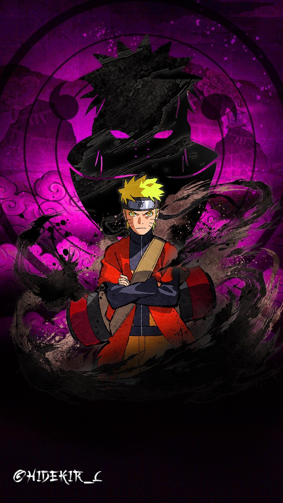 Naruto con Kurama viola, ninja, 960x1707 Verticale, Telefono