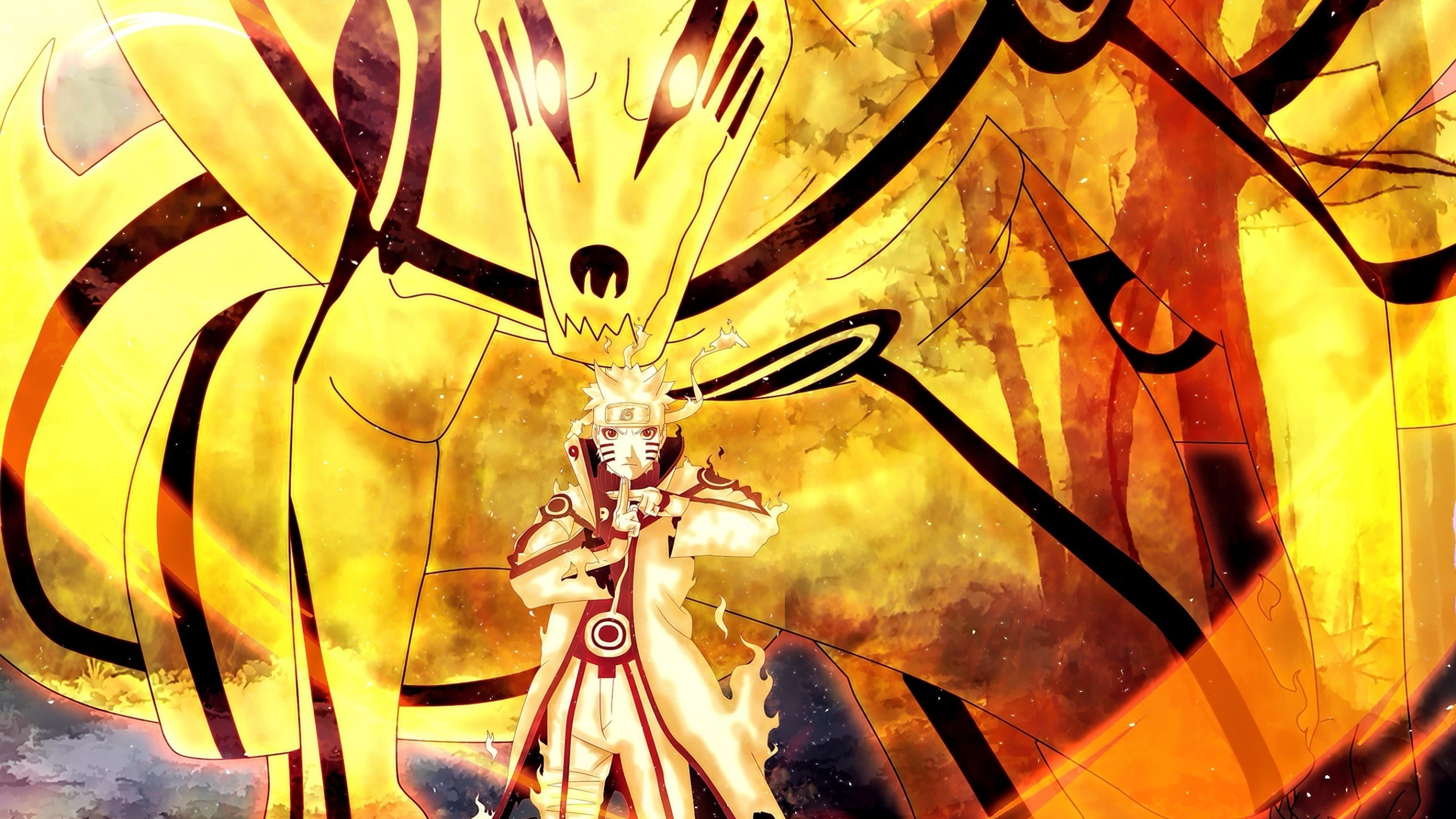 Naruto modalità Kurama dorata, Konoha, 2560x1440 QHD, Laptop