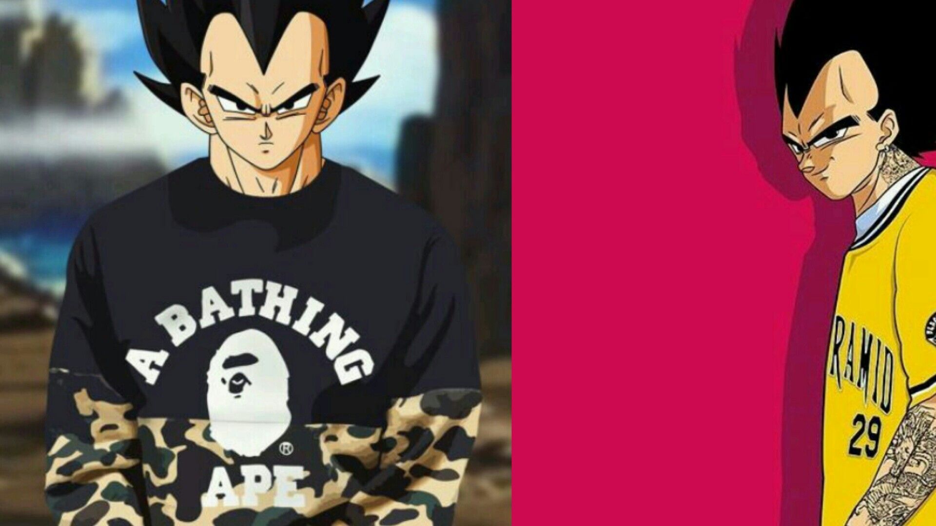 Goku stile streetwear, sfondo viola, Saiyan, 3160x3160 2K, Laptop