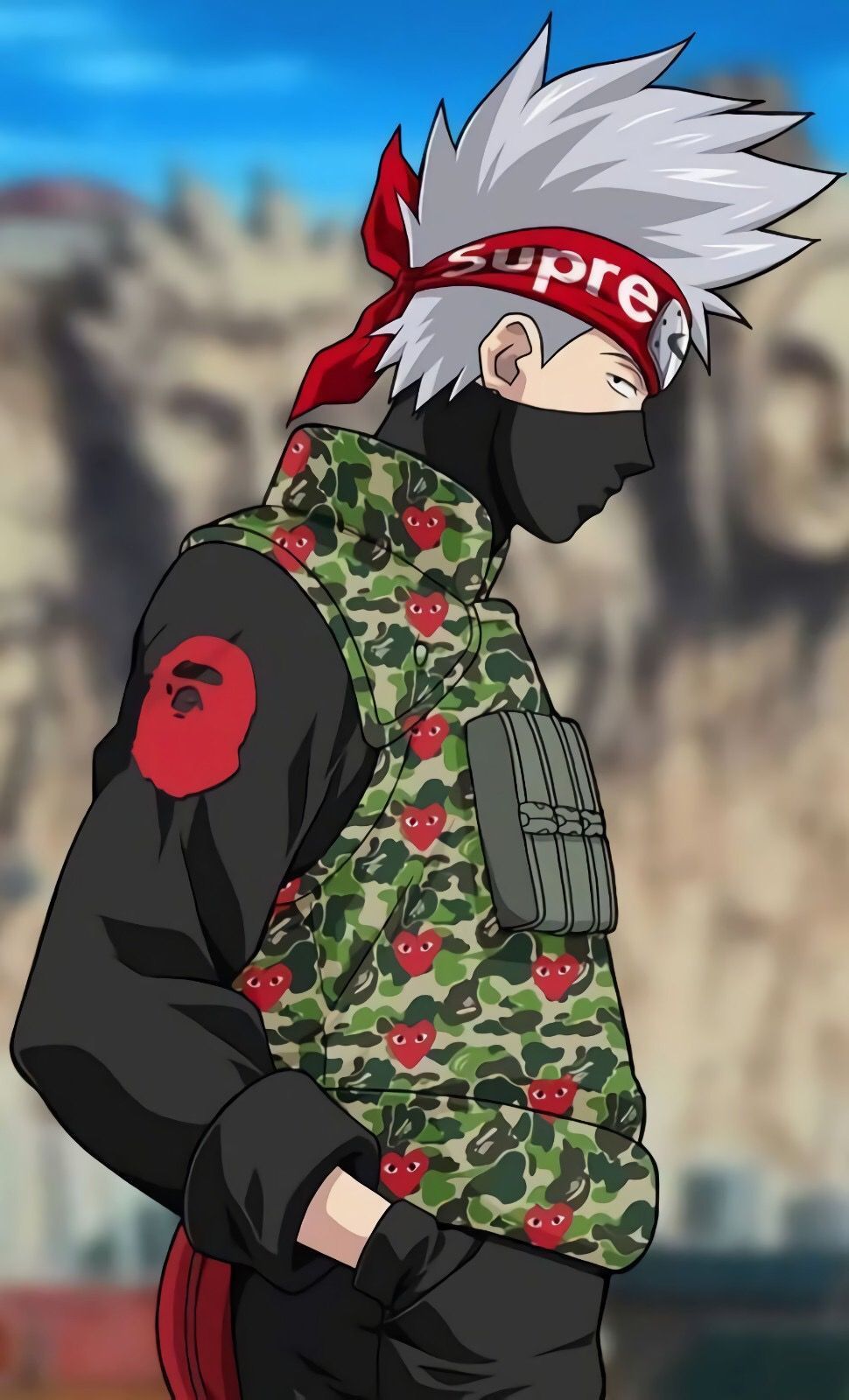 Kakashi con Supreme e Nike, streetwear, 1080x1350 Full HD Verticale, Smartphone