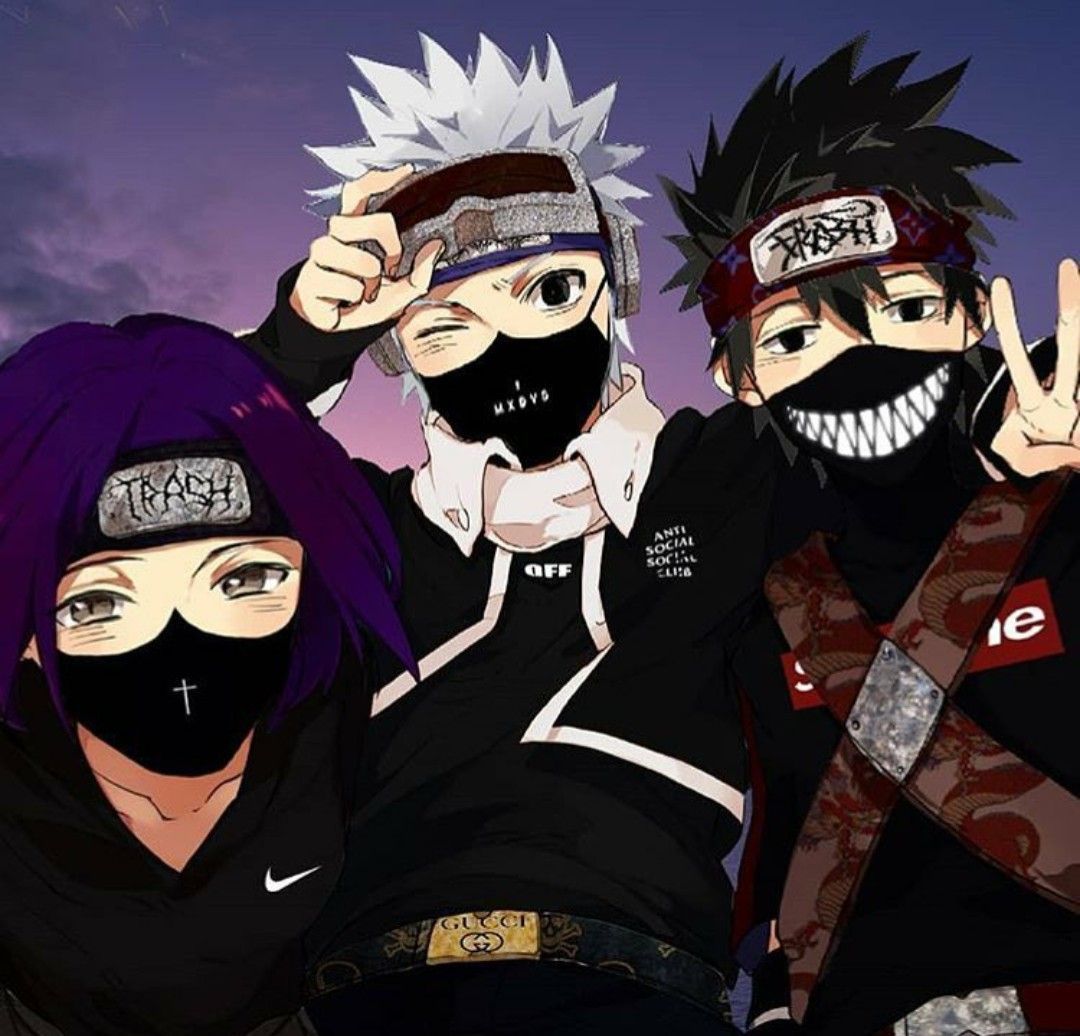 Personaggi Naruto con maschere Supreme, New York, 1080x1036 HD, PC