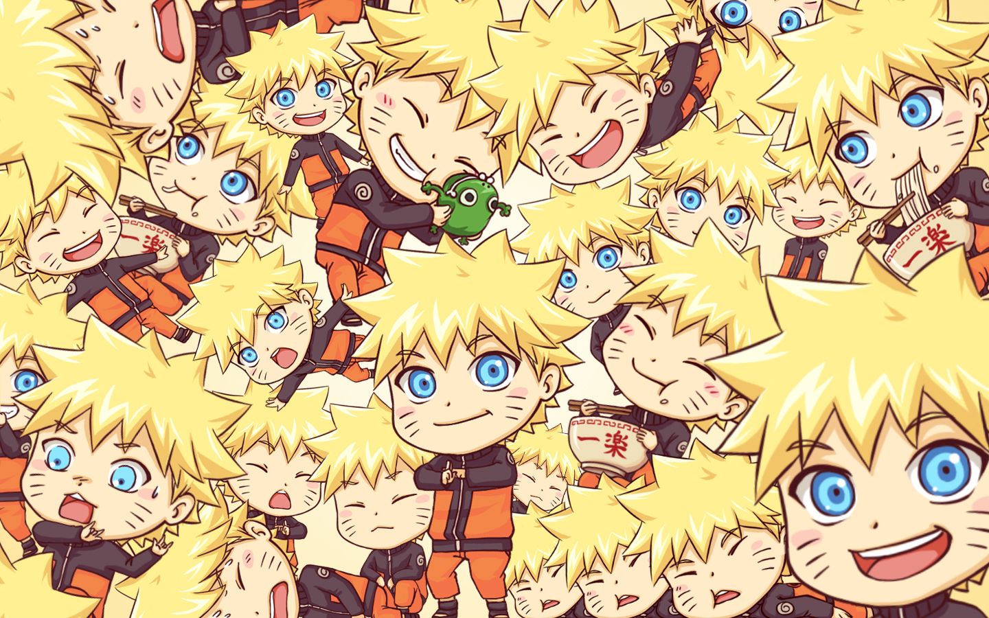 Naruto Uzumaki chibi collage, 1440x900 720p, Laptop
