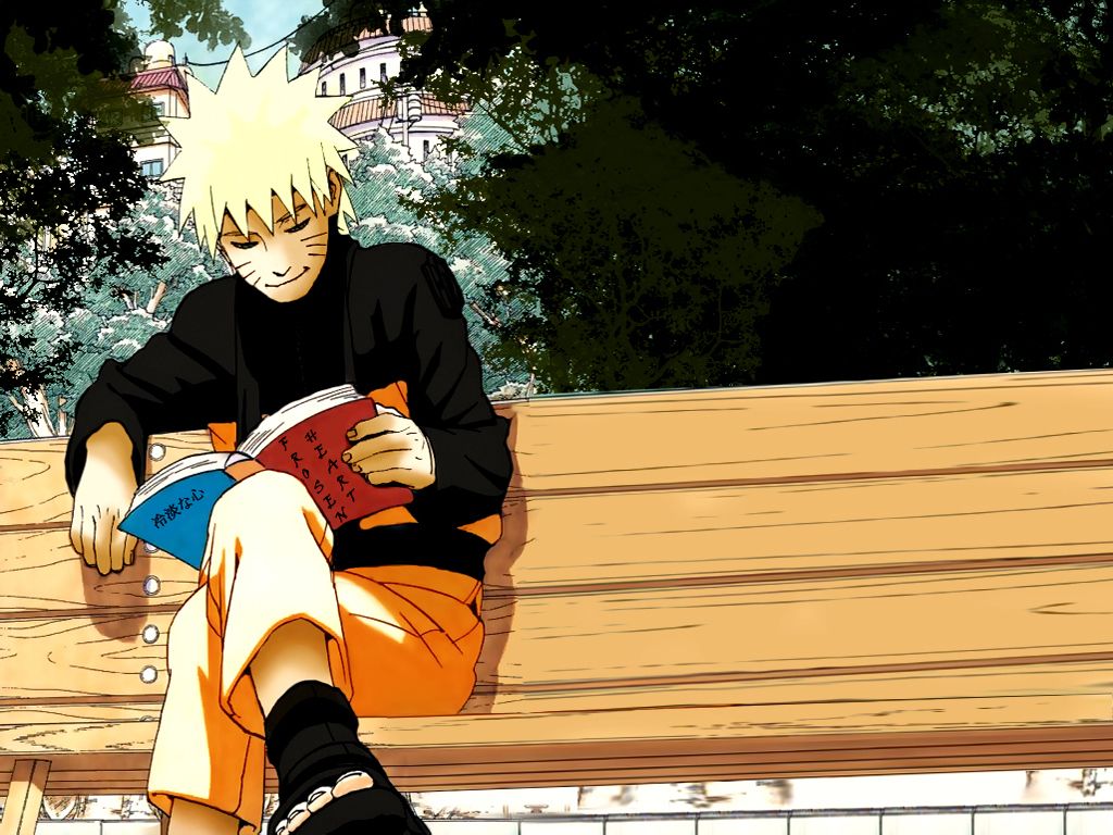 Naruto Uzumaki seduto panchina, 1024x768 HD, Laptop