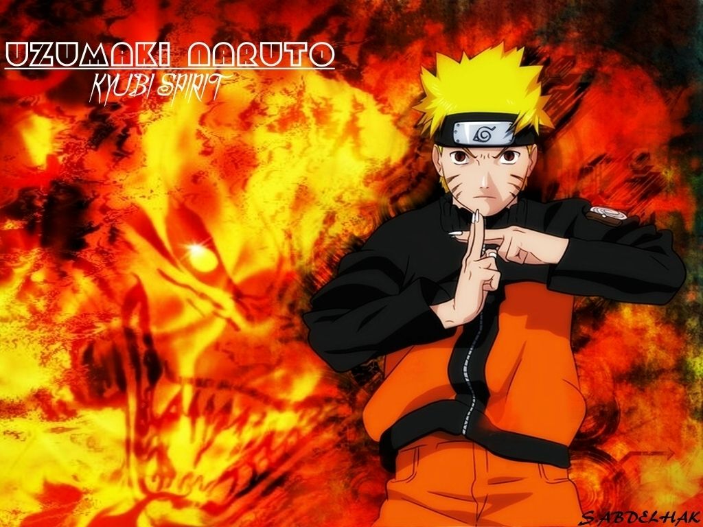 Naruto Uzumaki fiamme rosse, 1024x768 HD, Desktop